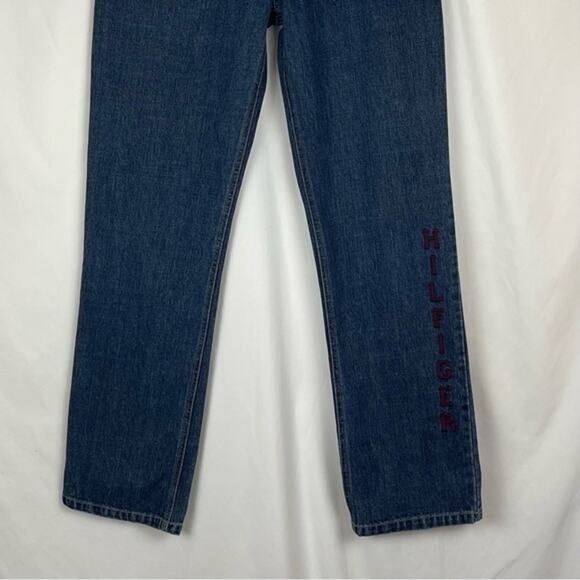 Tommy Hilfiger Embroidered Logo 100% Cotton Straight Leg Y2K Jeans NWOT Size 6 - Picture 3 of 11